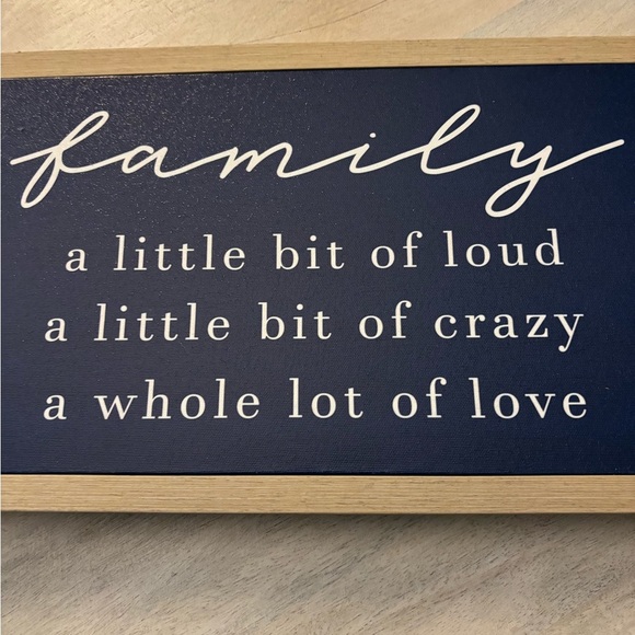 NWT Navy Family Quote Wall Art- a little loud a little crazy a whole lot of love - Picture 2 of 7